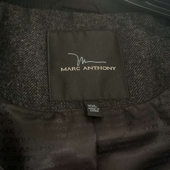 Marc Anthony Men’s Quilted Puffer Jacket Wool Herringbone Black XXL Hooded - Picture 13 of 16